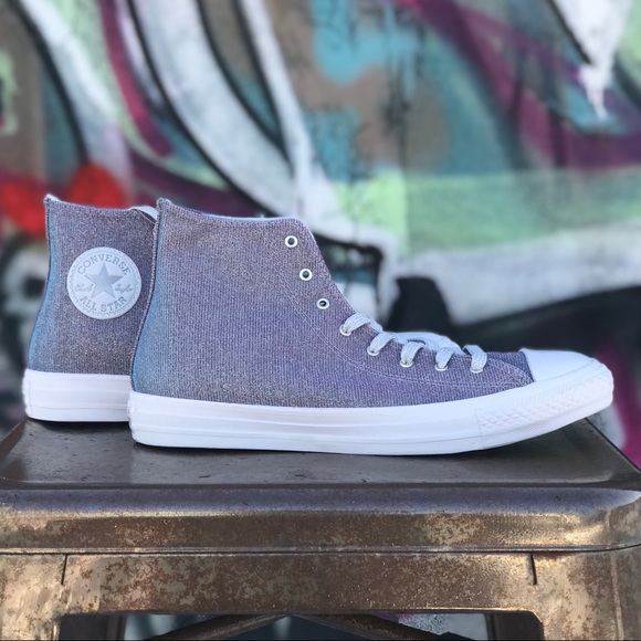 Wmns Converse CTAS Hi Platinum Glitter Sneakers - Picture 11 of 12